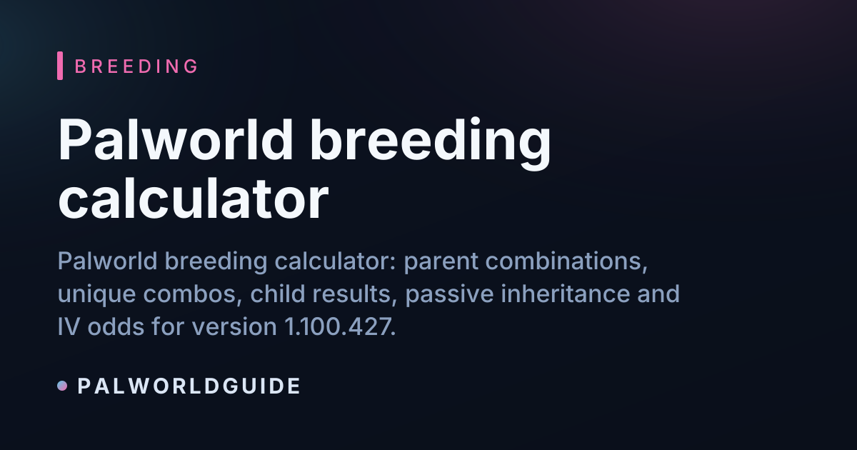 Palworld Breeding Calculator — Passives, IVs & Odds